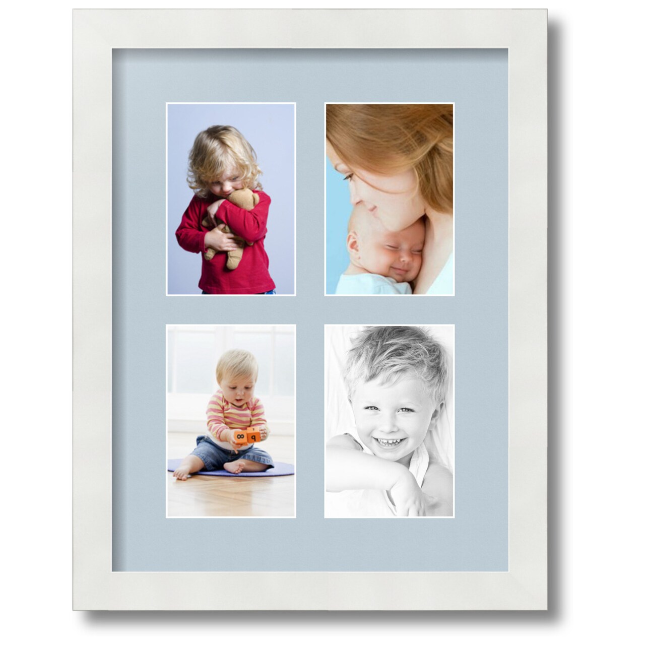 ArtToFrames Collage Photo Picture Frame with 4 - 4x6 inch Openings, Framed in White with Over 62 Mat Color Options and Regular Glass (CSM-3966-2)